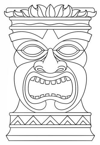 Tiki Totem Mask Coloring Page